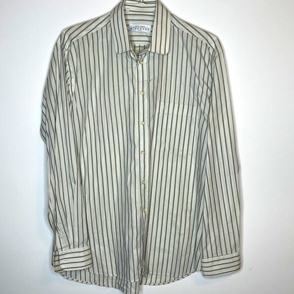 42-16.5" Gentlemen Givenchy Gray-White Striped LS - Picture 5 of 7